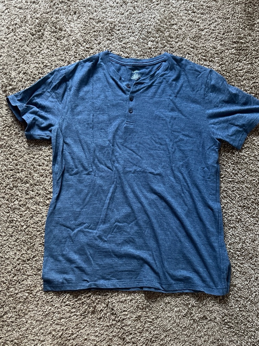 Men's Blue Henley Short-Sleeve Shirt